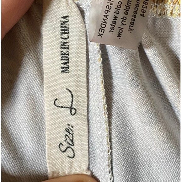 Onque Casuals Yellow Black White Paisley Abstract Lounge Pants Size Large L - Picture 8 of 8